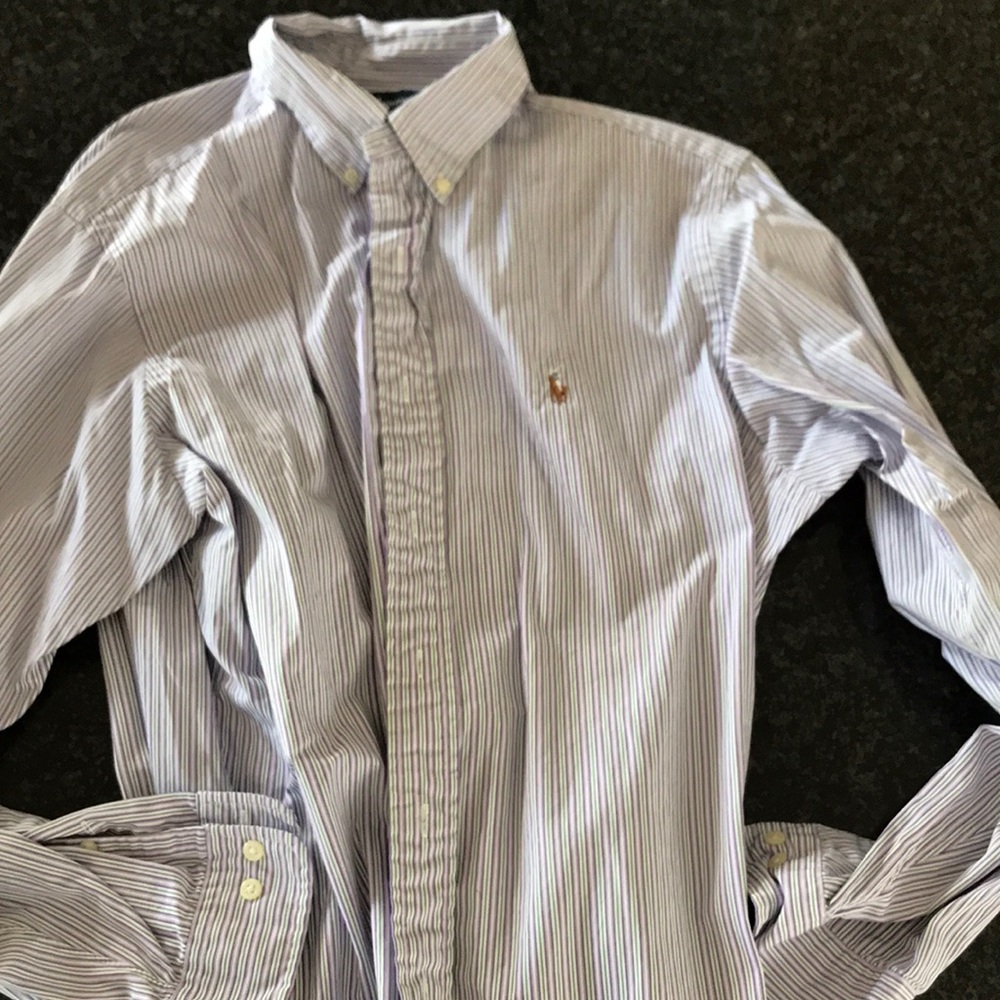 POLO RALPH LAUREN BUTTON DOWN SHIRT PINK STRIPES!!